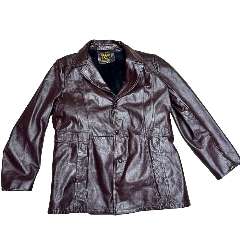 VTG Reed Sportswear Leather Jacket Women Burgundy Reed‎ Dolmans Sleeve 60s